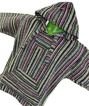 Colourful Baja Hoodie Drug Rug Jerga Made in Mexico Men's Small