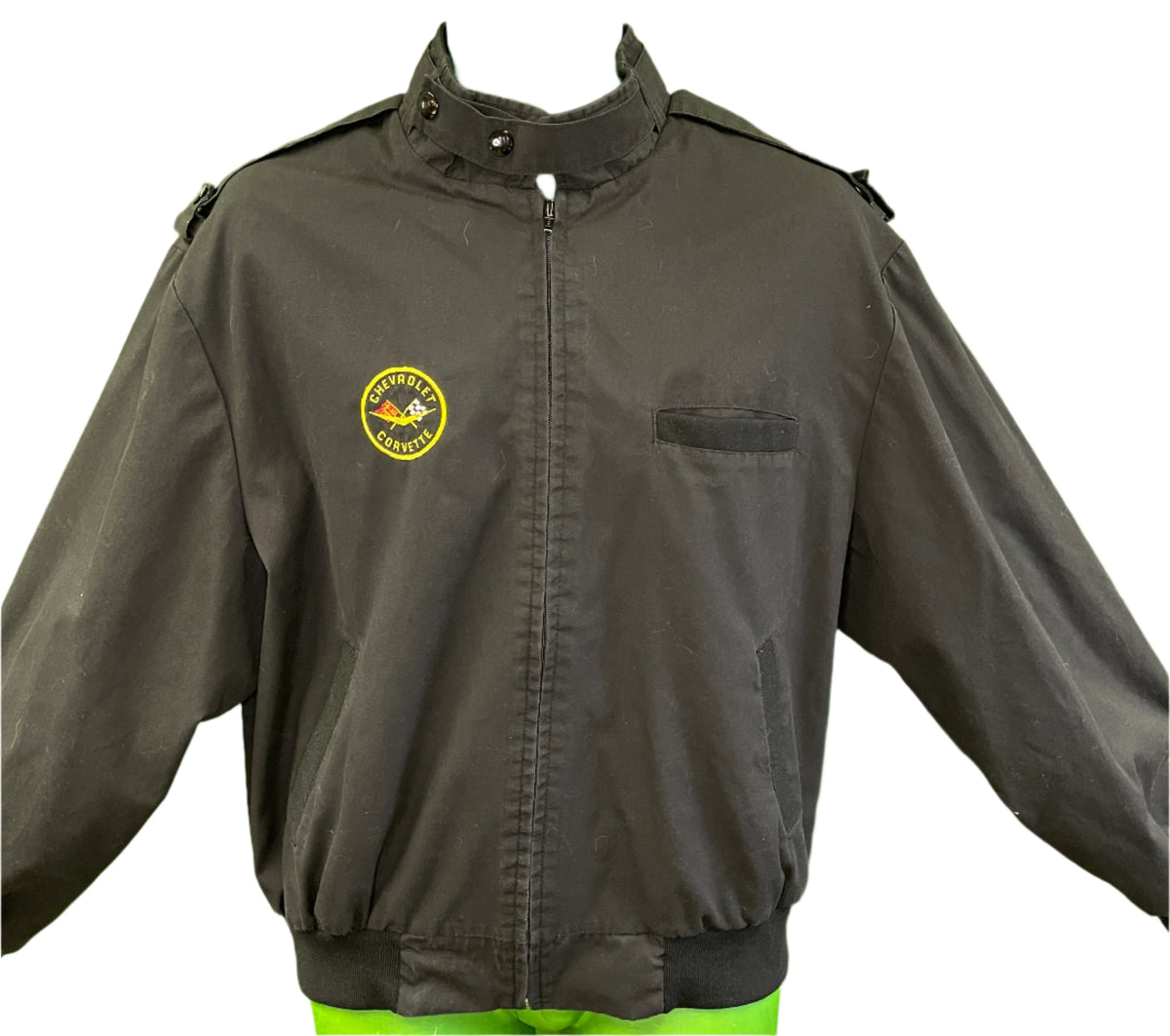 CORVETTE Chevrolet Bomber Style Club Vintage Jacket Black Stitched Men's Small
