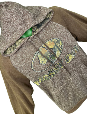 Mossy Oak Hunting Pullover Heathered Brown Hoodie Men's Small