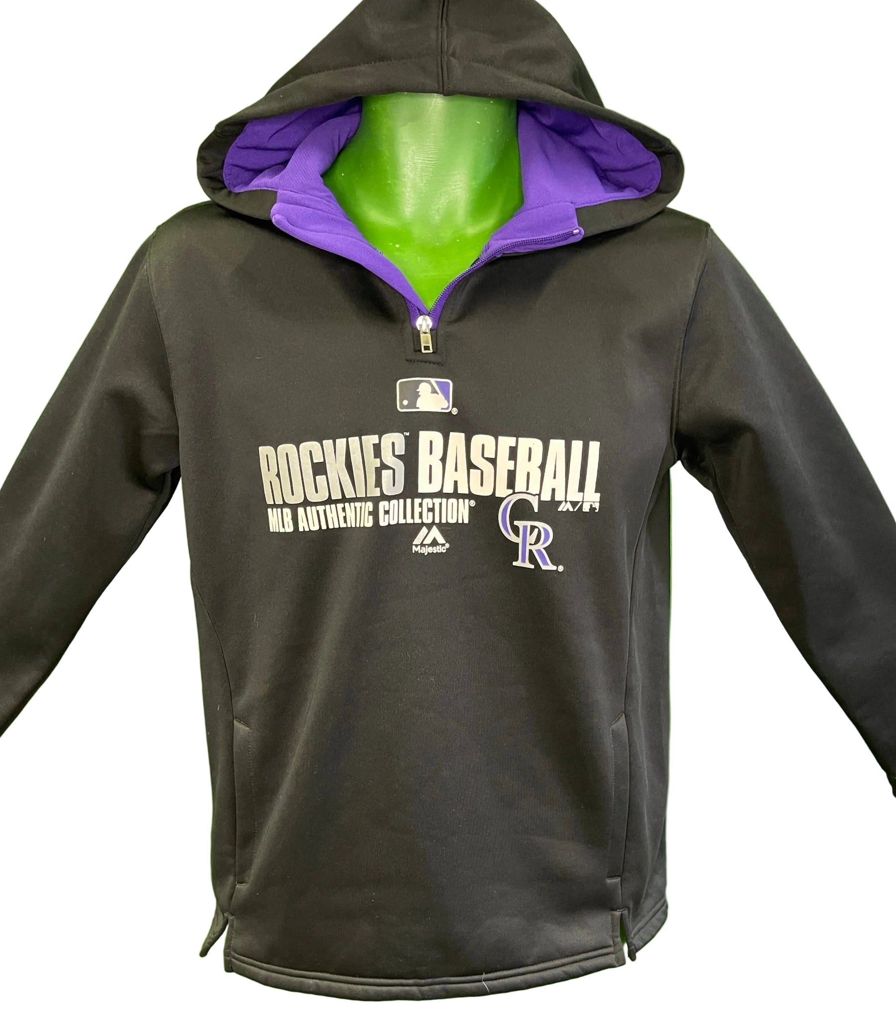MLB Colorado Rockies Majestic 1/4 Zip Pullover Hoodie Youth Large 14-16