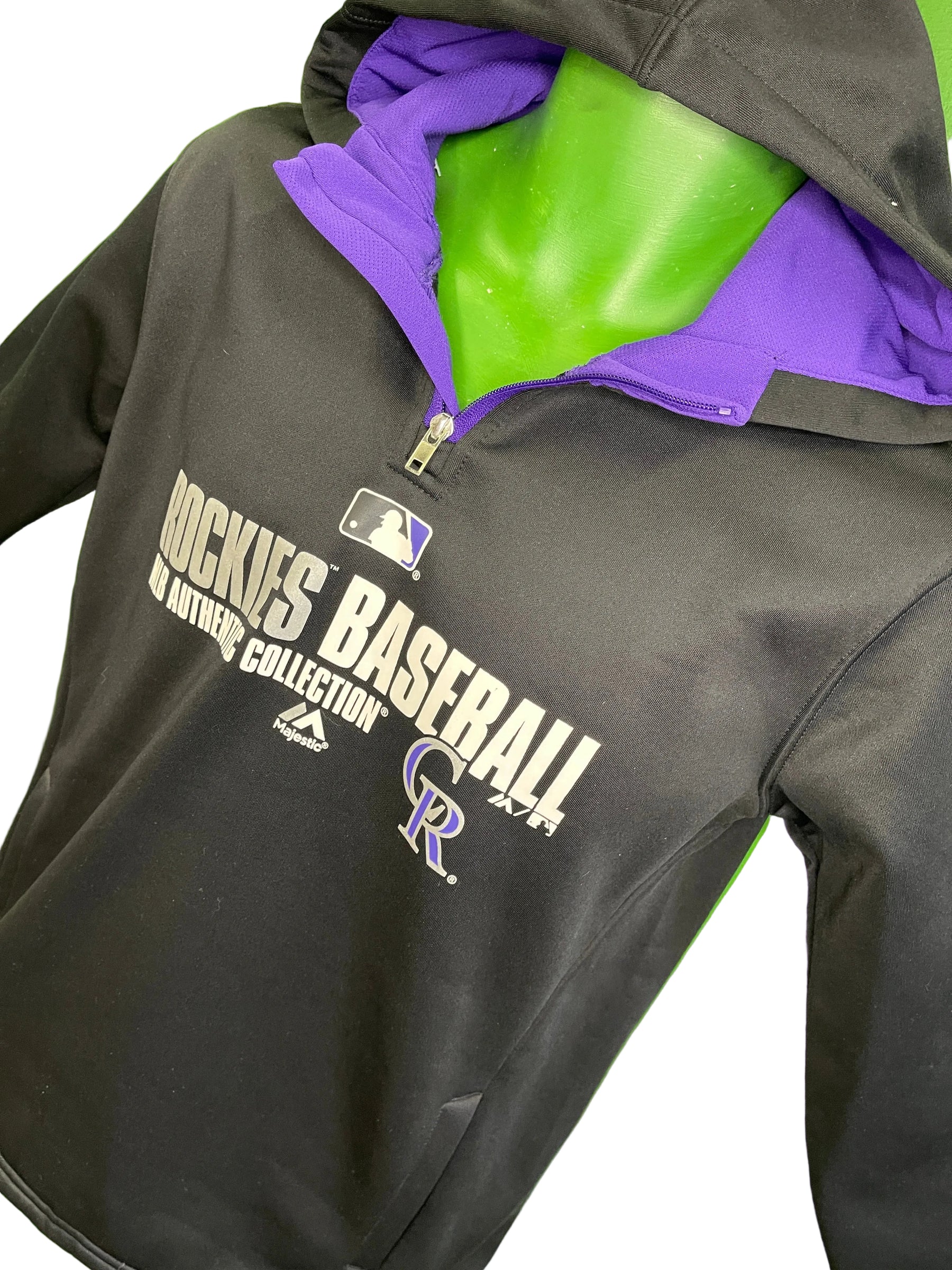 MLB Colorado Rockies Majestic 1/4 Zip Pullover Hoodie Youth Large 14-16