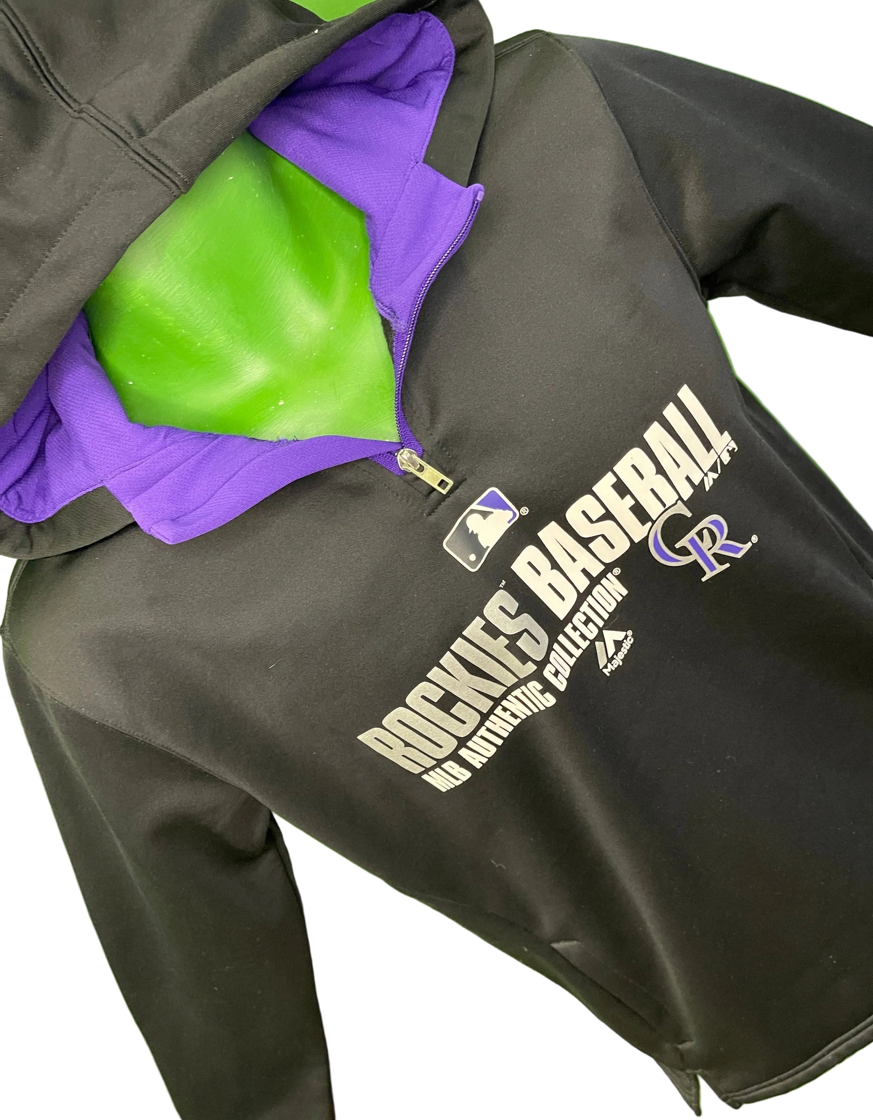 MLB Colorado Rockies Majestic 1/4 Zip Pullover Hoodie Youth Large 14-16