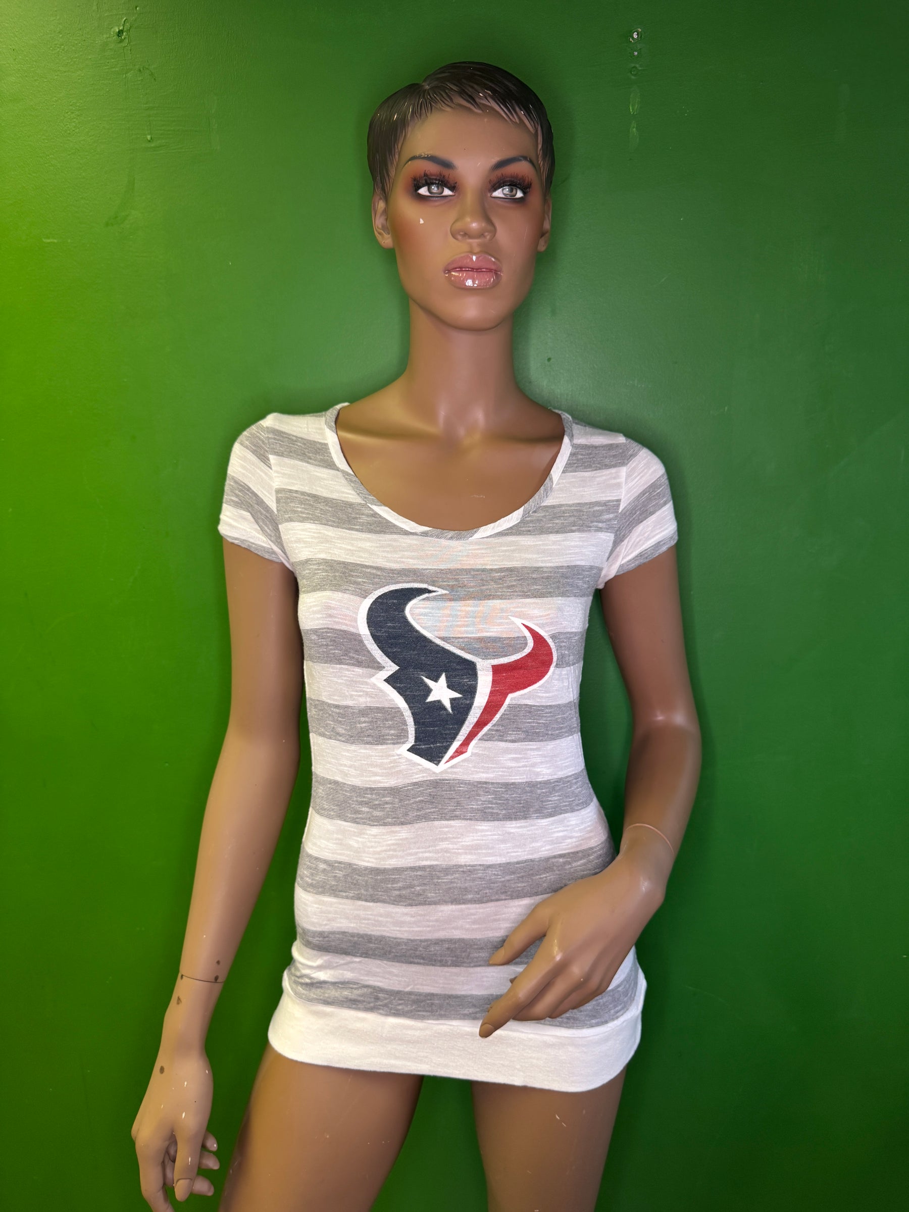 NFL Houston Texans T-Shirt Striped Women's Small Cute!
