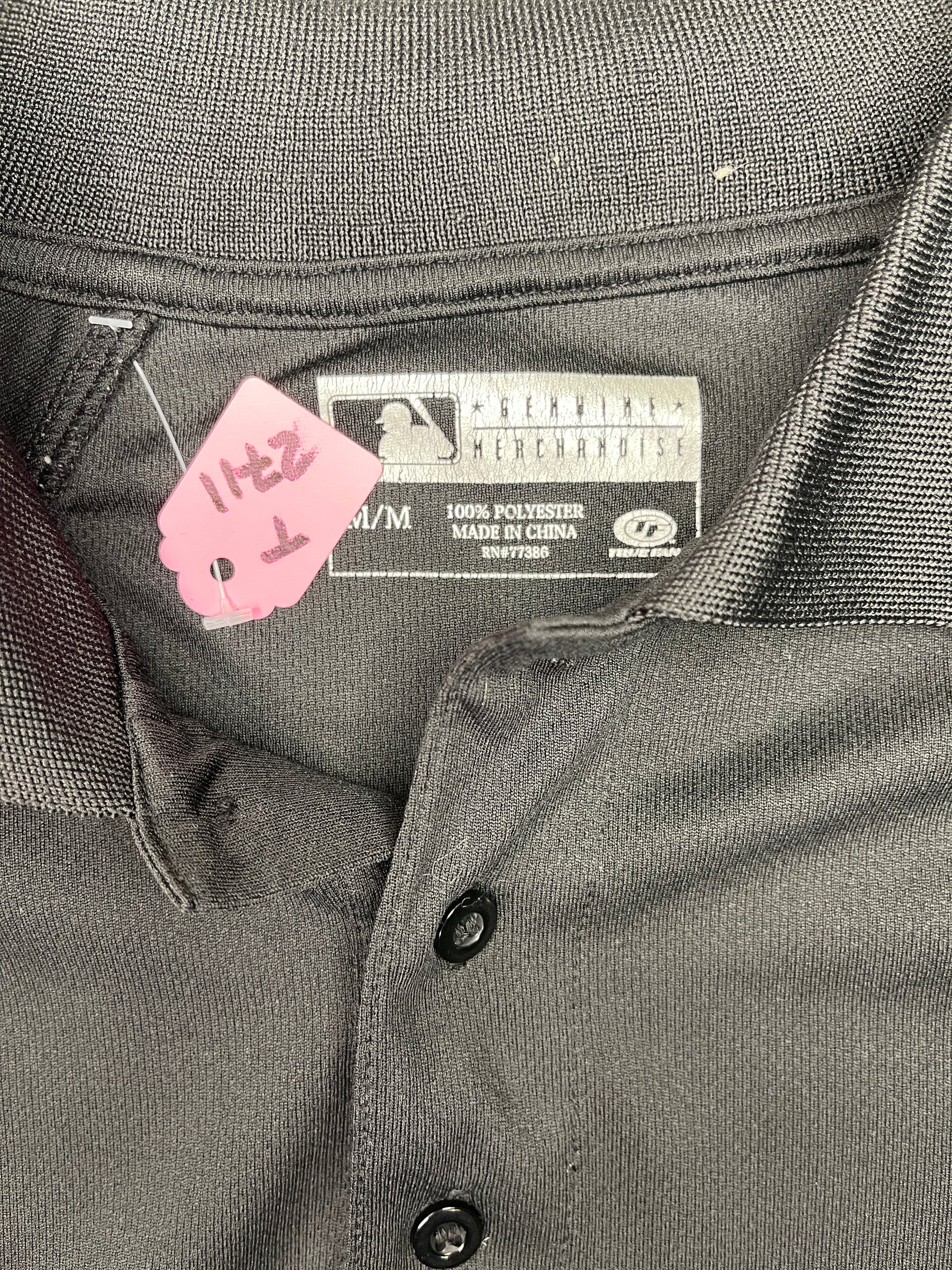 MLB Colorado Rockies True Fan Black Polo Golf Shirt White Piping Men's Medium