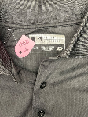 MLB Colorado Rockies True Fan Black Polo Golf Shirt White Piping Men's Medium