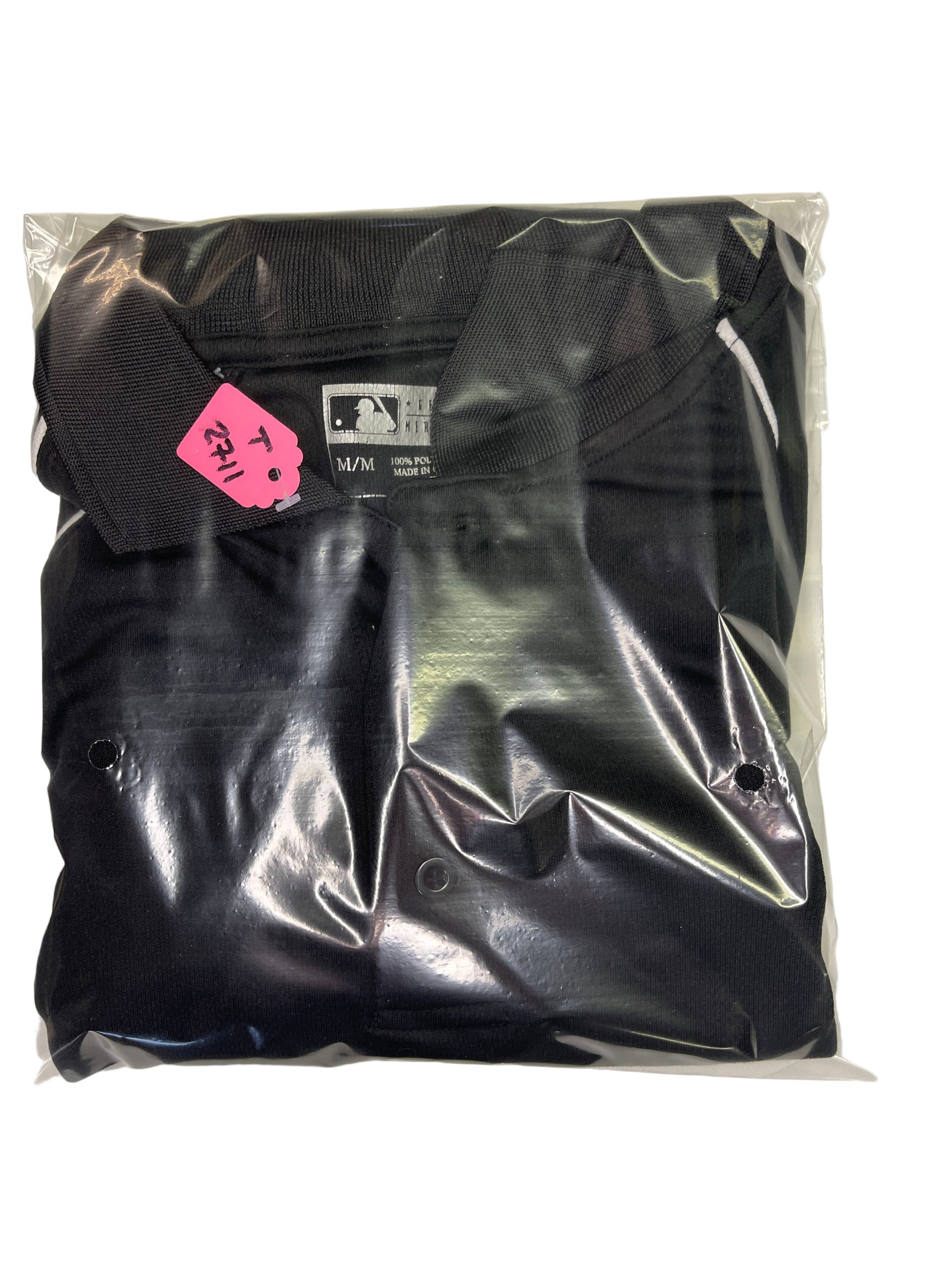 MLB Colorado Rockies True Fan Black Polo Golf Shirt White Piping Men's Medium