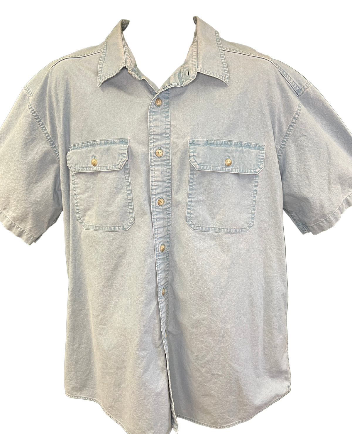 L L Bean 100% Cotton Light Wash Denim Shirt S/S Men's X-Large