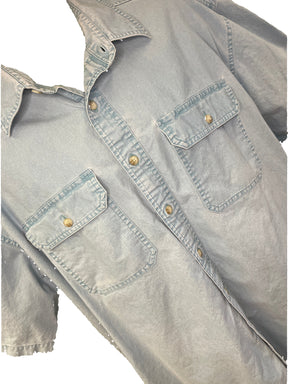 L L Bean 100% Cotton Light Wash Denim Shirt S/S Men's X-Large
