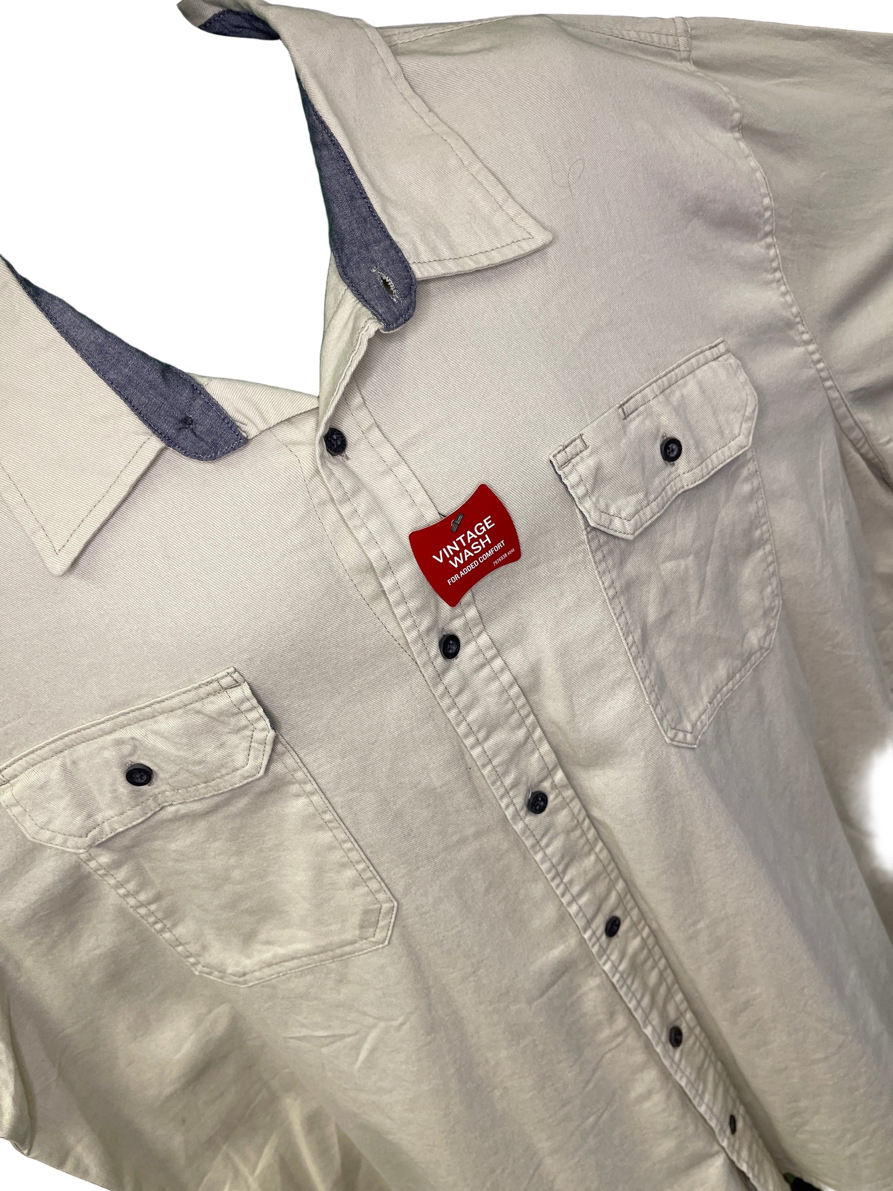 Wrangler Vintage Wash Beige L/S Cotton Shirt Men's 3X-Large NWT