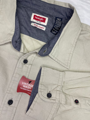 Wrangler Vintage Wash Beige L/S Cotton Shirt Men's 3X-Large NWT