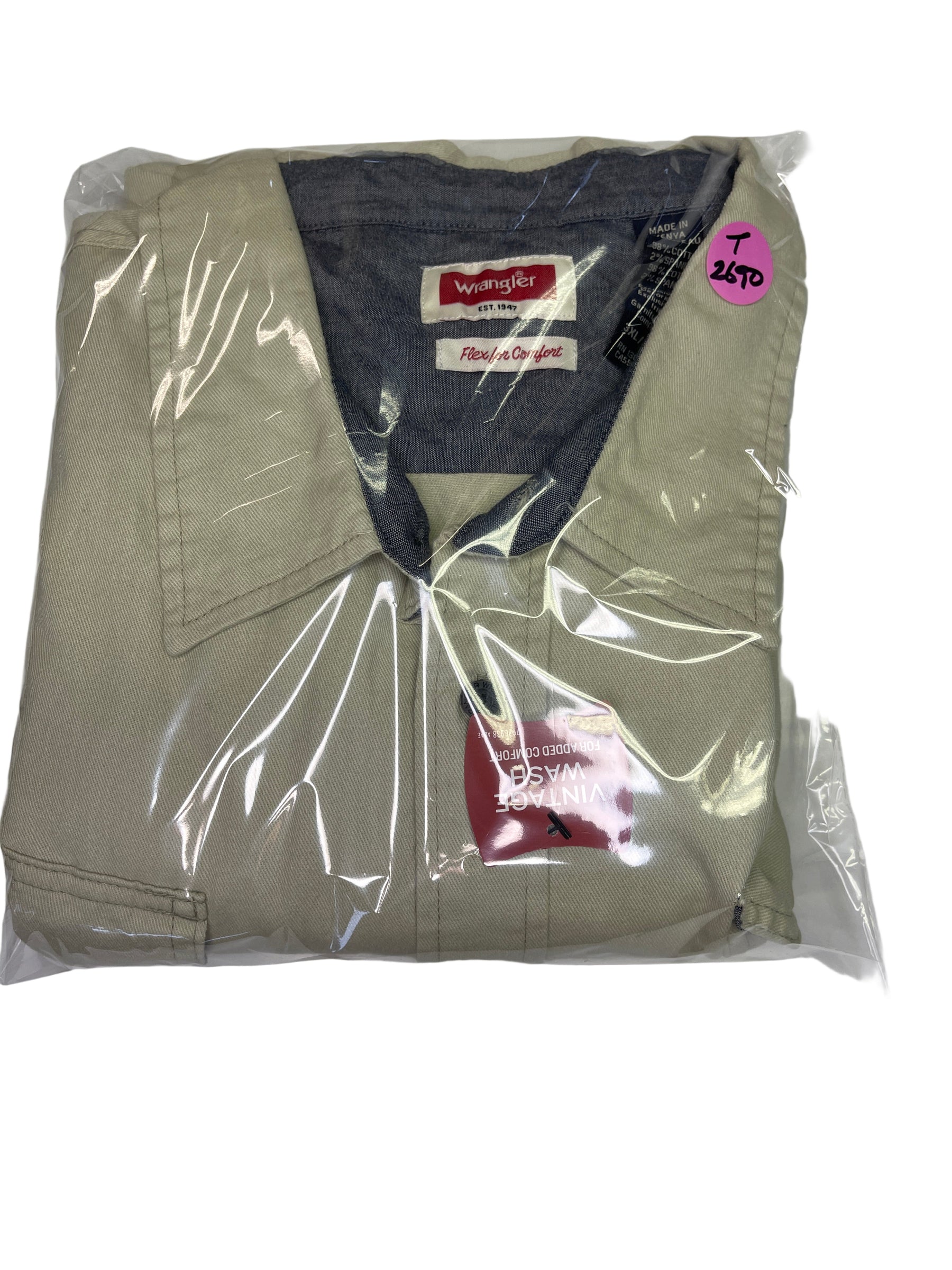 Wrangler Vintage Wash Beige L/S Cotton Shirt Men's 3X-Large NWT