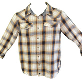 Cody James Authentic Western Apparel Brown Flannel Plaid L/S Shirt Youth Large