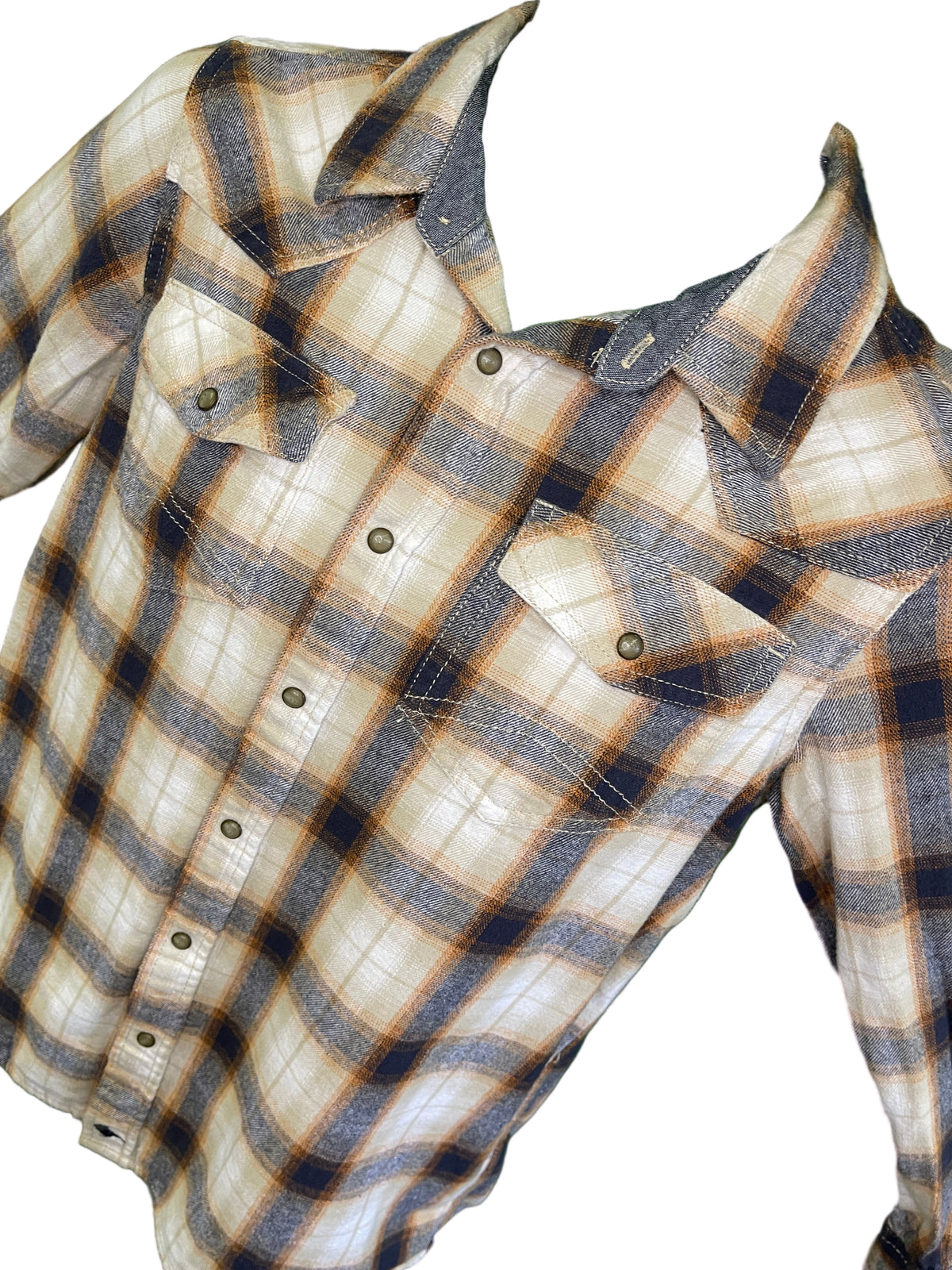 Cody James Authentic Western Apparel Brown Flannel Plaid L/S Shirt Youth Large