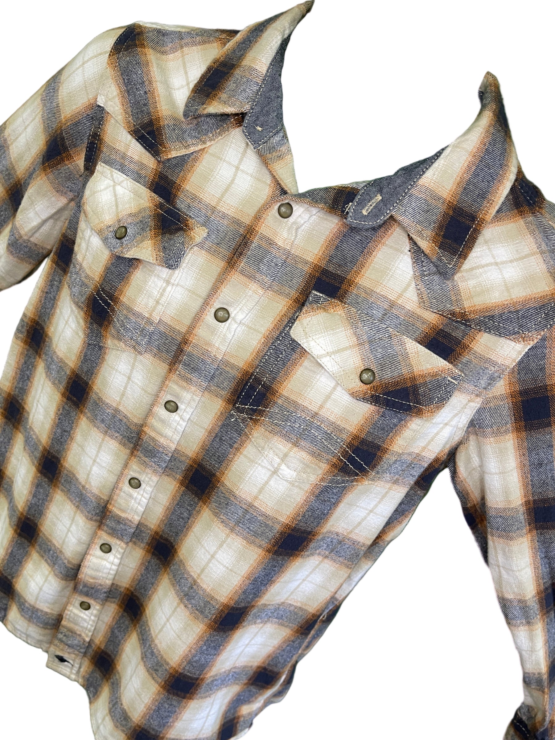 Cody James Authentic Western Apparel Brown Flannel Plaid L/S Shirt Youth Large