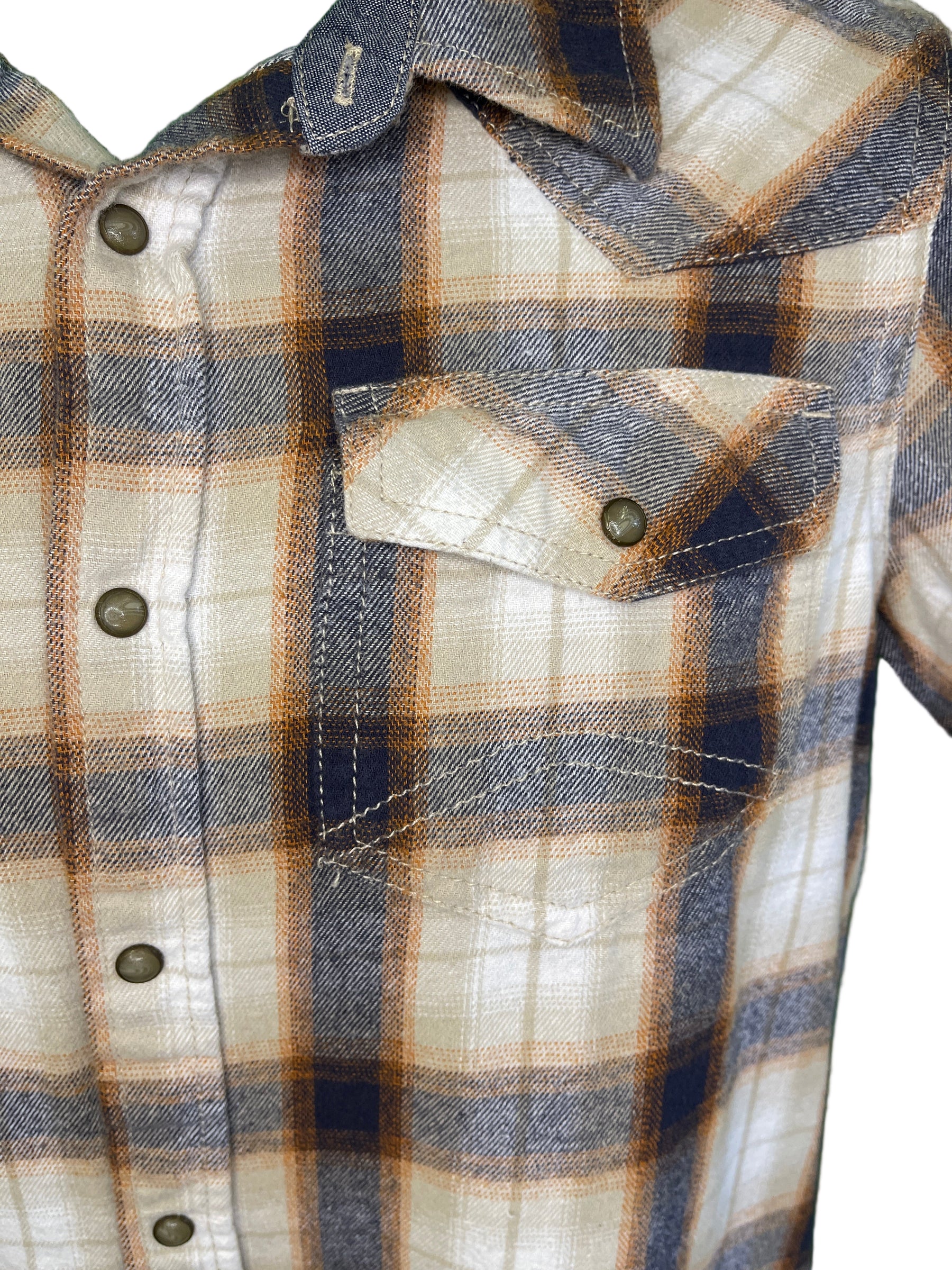 Cody James Authentic Western Apparel Brown Flannel Plaid L/S Shirt Youth Large