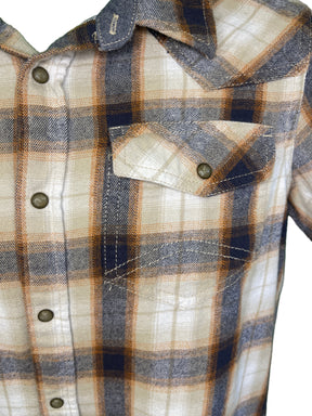 Cody James Authentic Western Apparel Brown Flannel Plaid L/S Shirt Youth Large