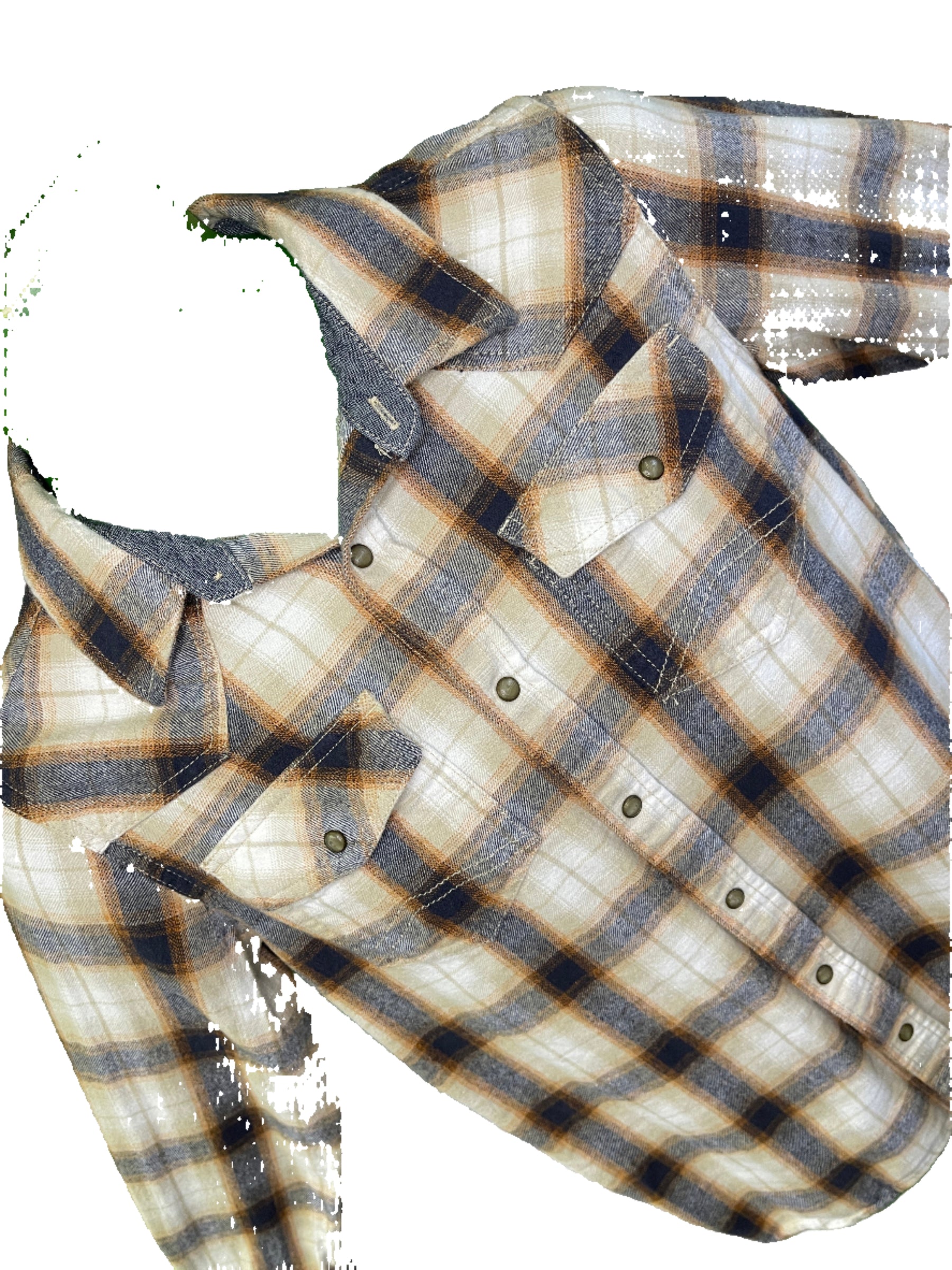 Cody James Authentic Western Apparel Brown Flannel Plaid L/S Shirt Youth Large