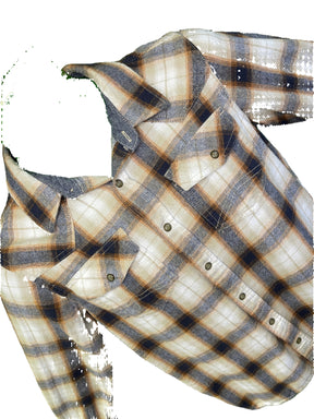 Cody James Authentic Western Apparel Brown Flannel Plaid L/S Shirt Youth Large