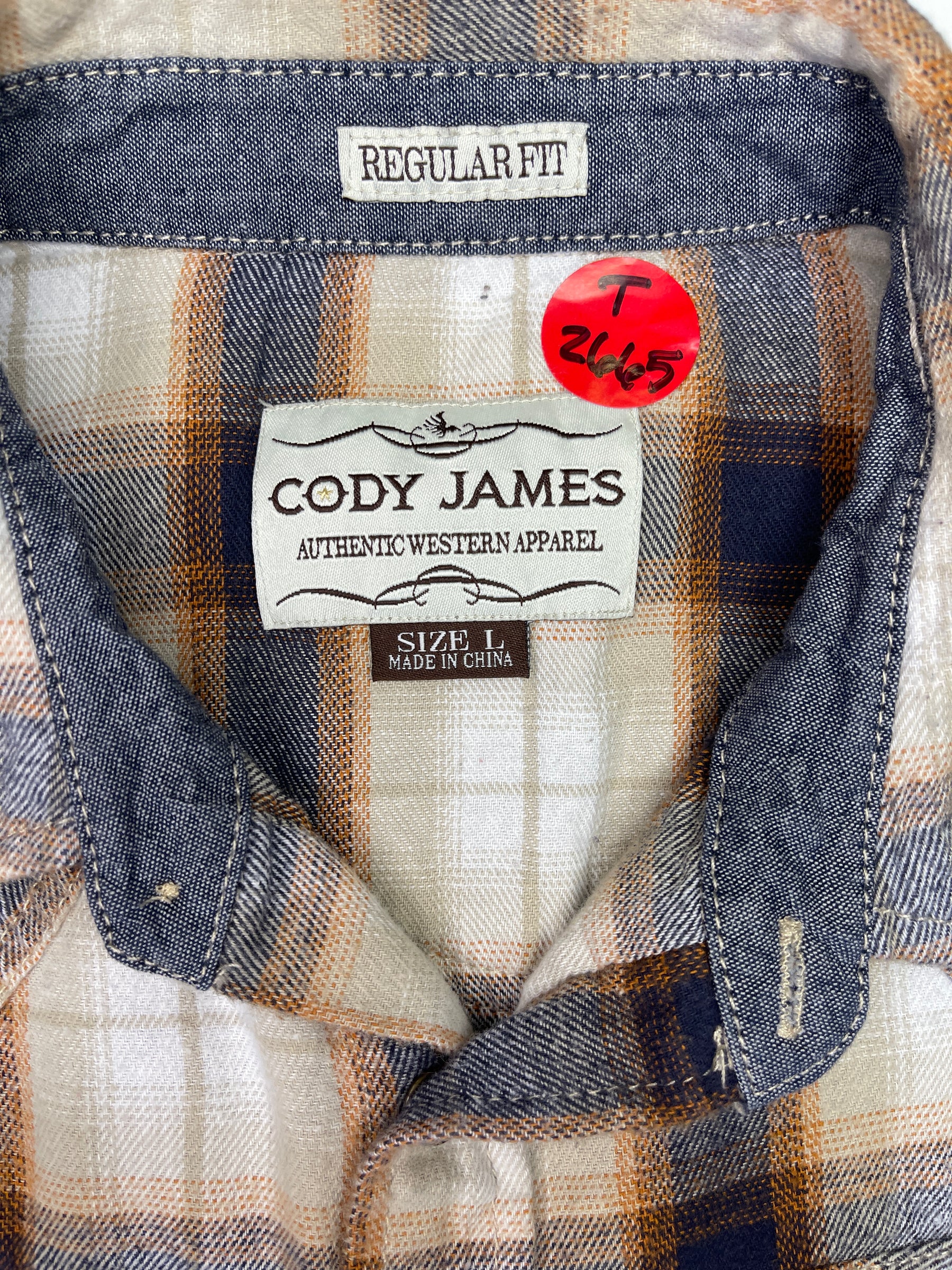 Cody James Authentic Western Apparel Brown Flannel Plaid L/S Shirt Youth Large