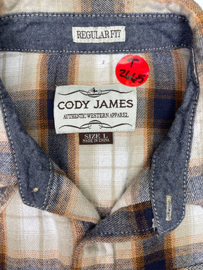 Cody James Authentic Western Apparel Brown Flannel Plaid L/S Shirt Youth Large
