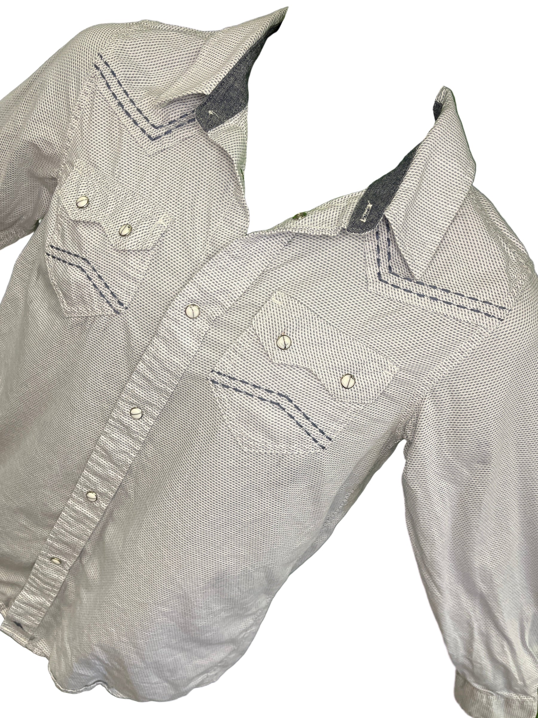 Cody James Authentic Western Apparel Blue Diamond Pattern L/S Shirt Youth Large