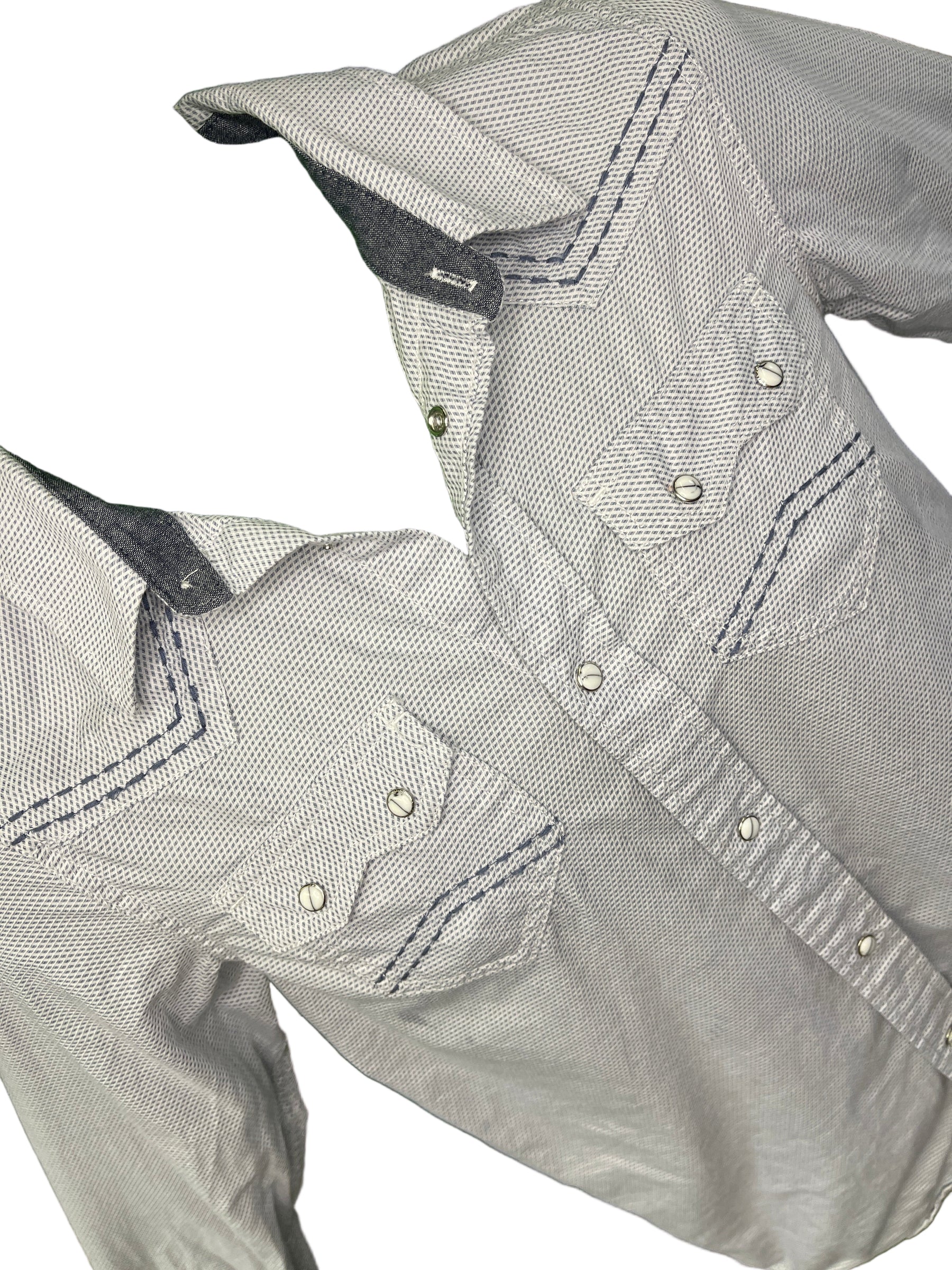 Cody James Authentic Western Apparel Blue Diamond Pattern L/S Shirt Youth Large