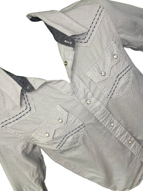 Cody James Authentic Western Apparel Blue Diamond Pattern L/S Shirt Youth Large