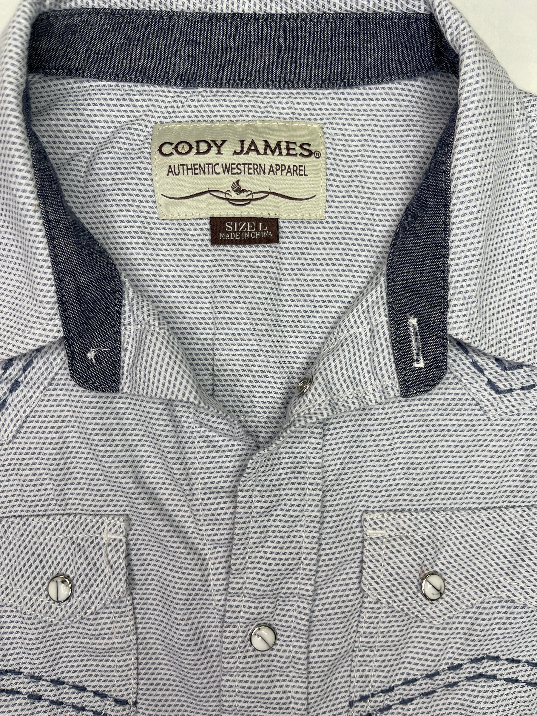 Cody James Authentic Western Apparel Blue Diamond Pattern L/S Shirt Youth Large