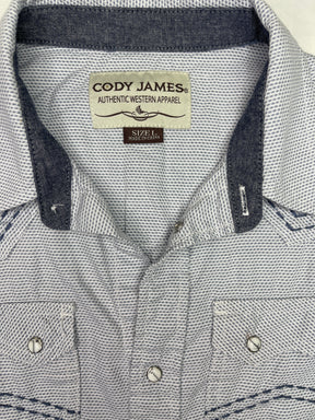 Cody James Authentic Western Apparel Blue Diamond Pattern L/S Shirt Youth Large