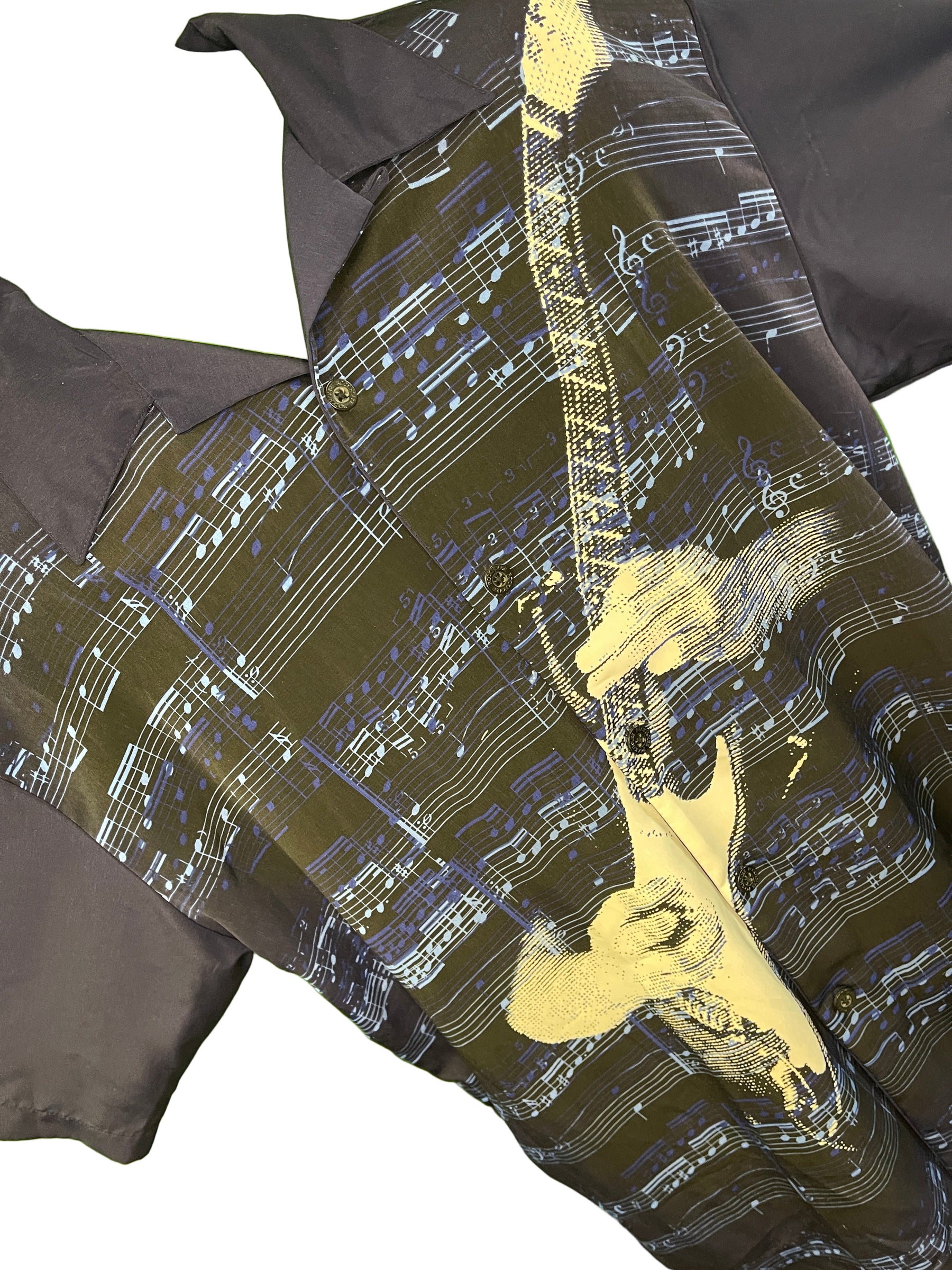 Rock House Los Angeles Guitar Player Silky Dress Shirt Men's X-Large