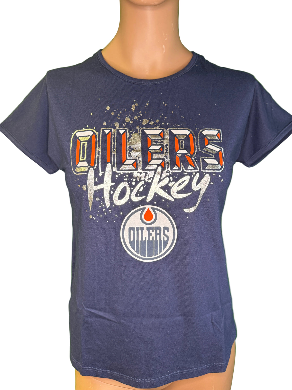 NHL Edmonton Oilers Cotton Deep Blue T-Shirt Girls' Youth Medium 10-12