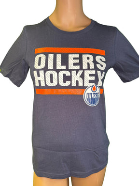 NHL Edmonton Oilers Cotton Deep Blue T-Shirt Girls' Youth Medium 10-12