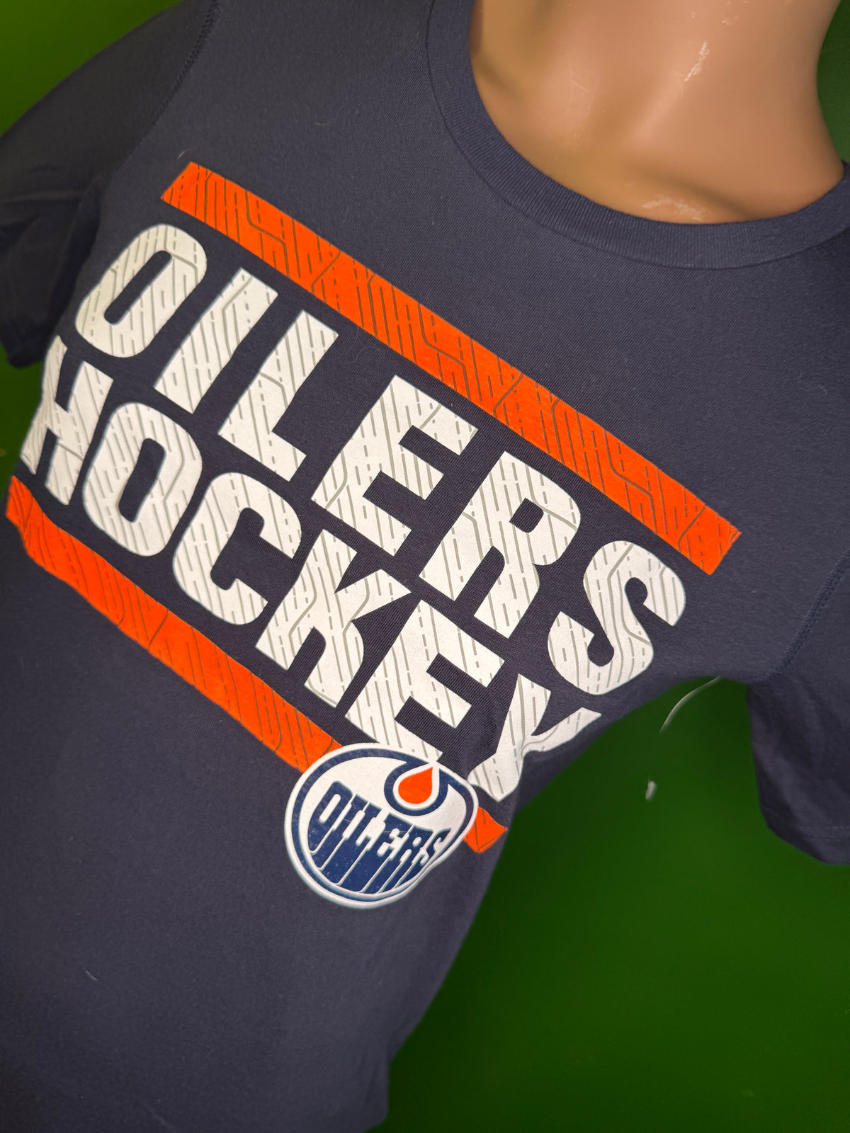 NHL Edmonton Oilers Cotton Deep Blue T-Shirt Girls' Youth Medium 10-12