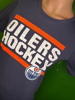 NHL Edmonton Oilers Cotton Deep Blue T-Shirt Girls' Youth Medium 10-12