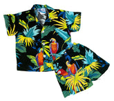 Hawaiian Aloha Shirt & Shorts Parrot Outfit Made in Hawaii Infant Baby 12 months