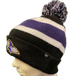 NFL Baltimore Ravens 47 Striped Woolly Bobble Hat OSFM