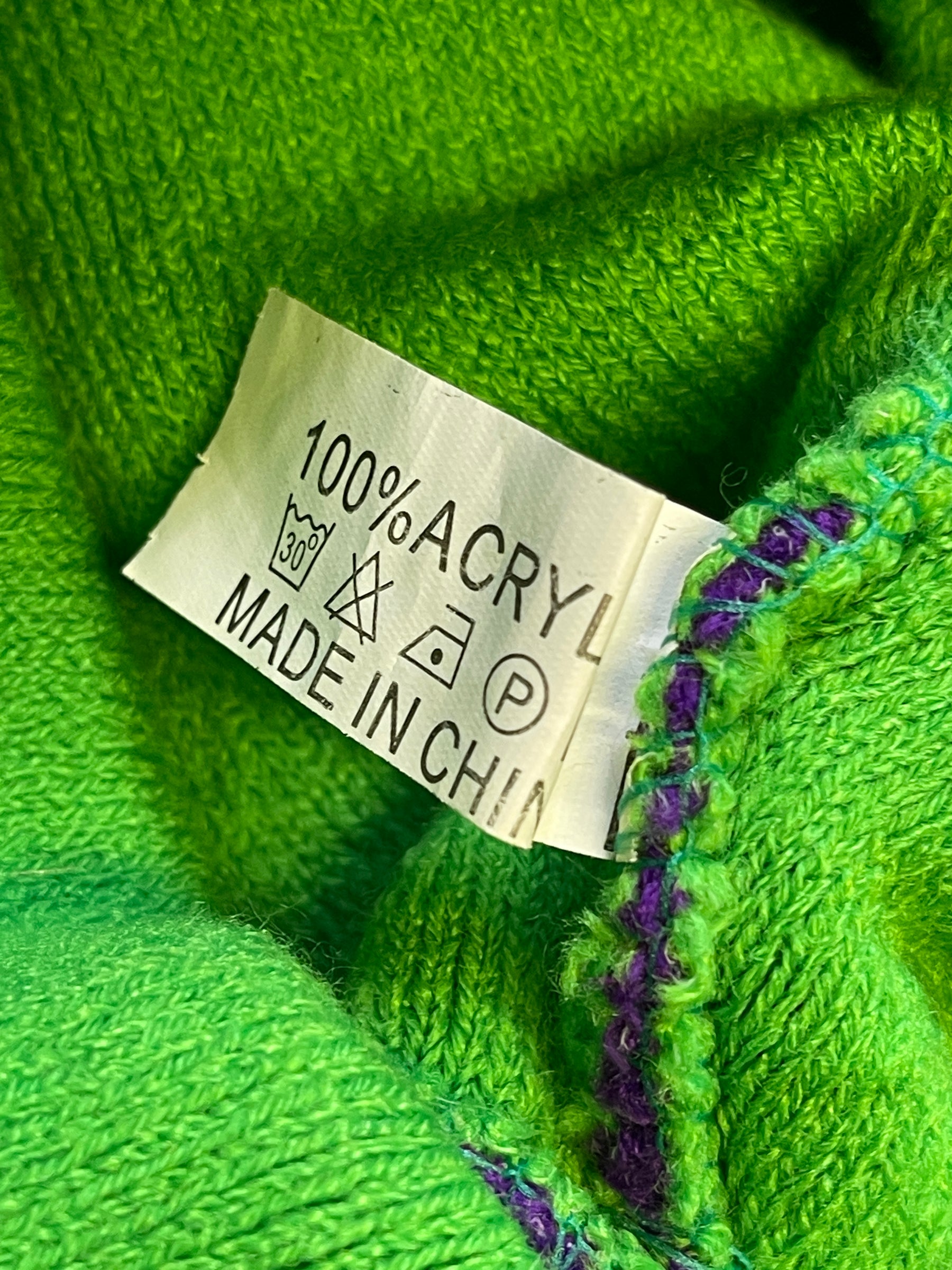 Mardi Gras Purple Gold & Green Woolly Beanie Hat