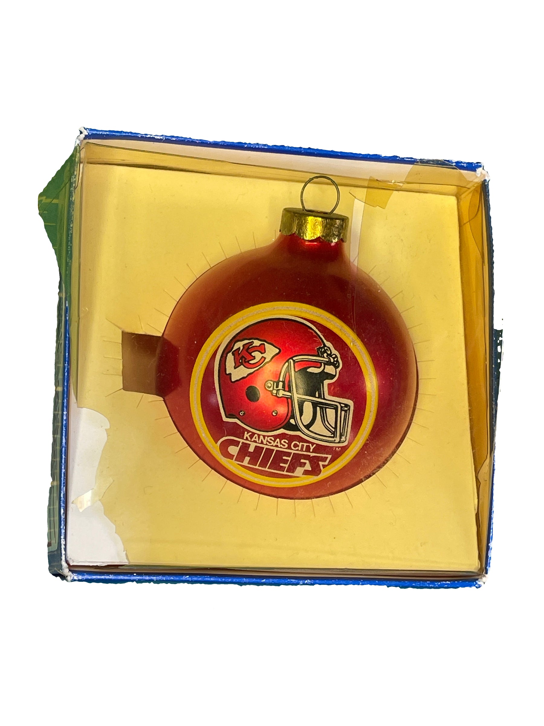 NFL Kansas City Chiefs Vintage Christmas Glass Tree Ornament New