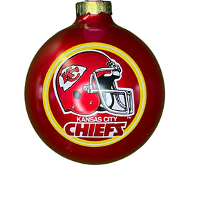 NFL Kansas City Chiefs Vintage Christmas Glass Tree Ornament New