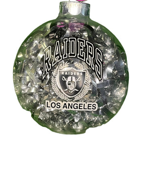 NFL Las Vegas (Los Angeles) Raiders Vintage Christmas Glass Tree Ornament NWT