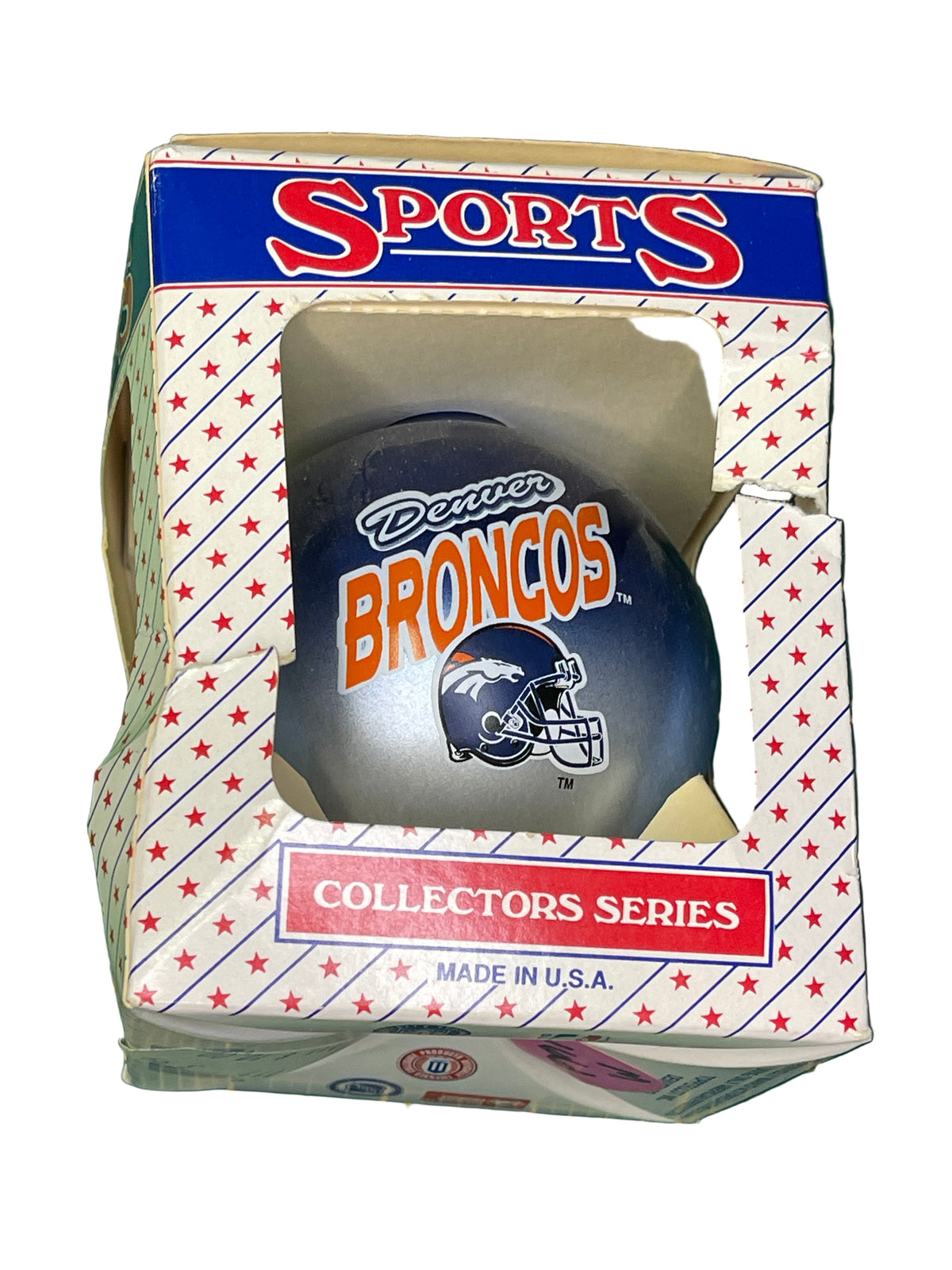 NFL Denver Broncos Vintage Christmas Glass Ball Ornament Tree Decoration NWT