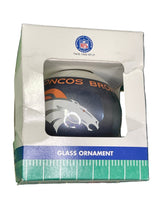 NFL Denver Broncos Vintage Christmas Glass Ornament Super Bowl XXXIII NWT