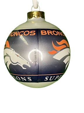 NFL Denver Broncos Vintage Christmas Glass Ornament Super Bowl XXXIII NWT