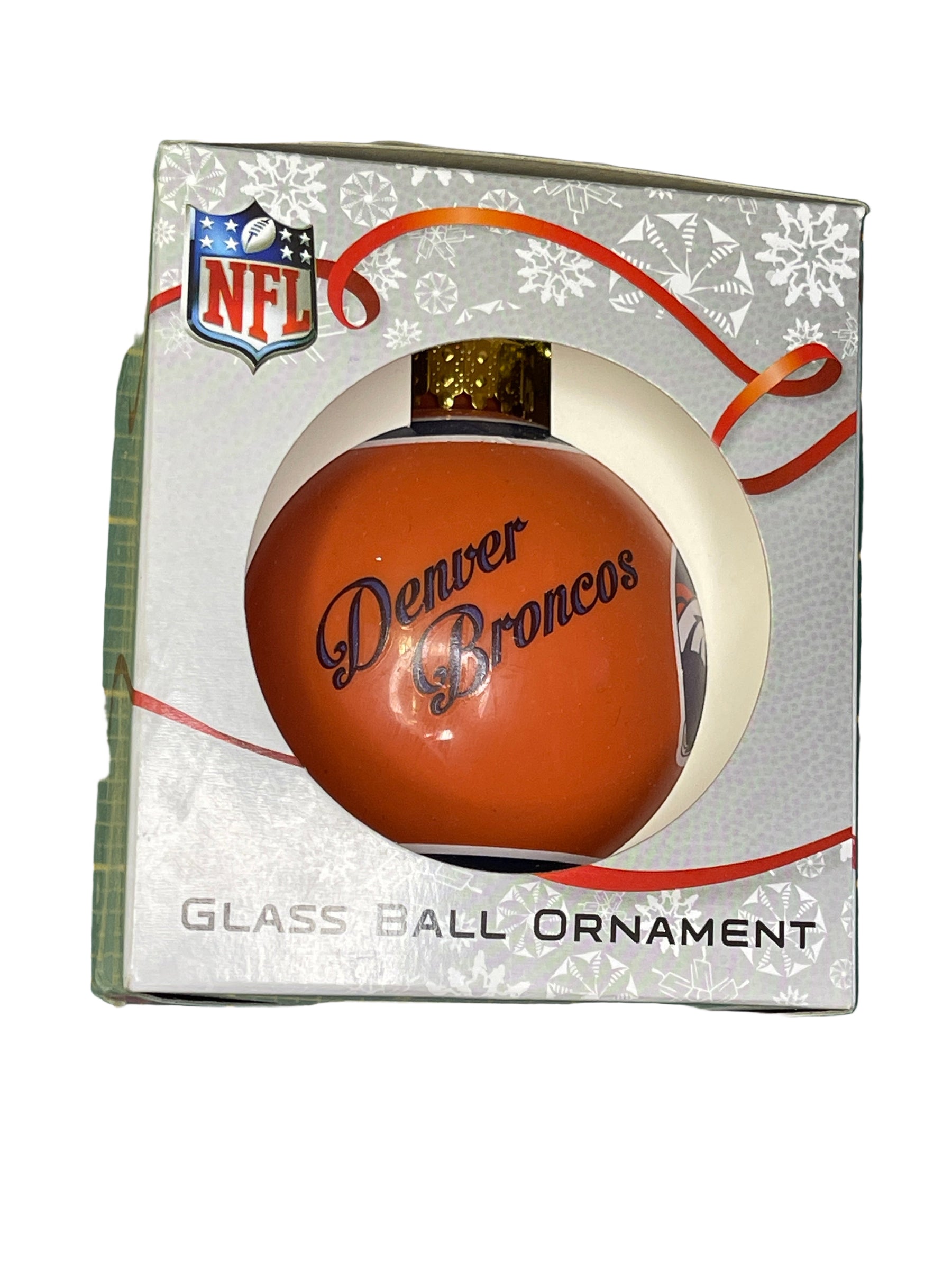 NFL Denver Broncos FOCO Christmas Glass Ball Ornament Tree Decoration NWT