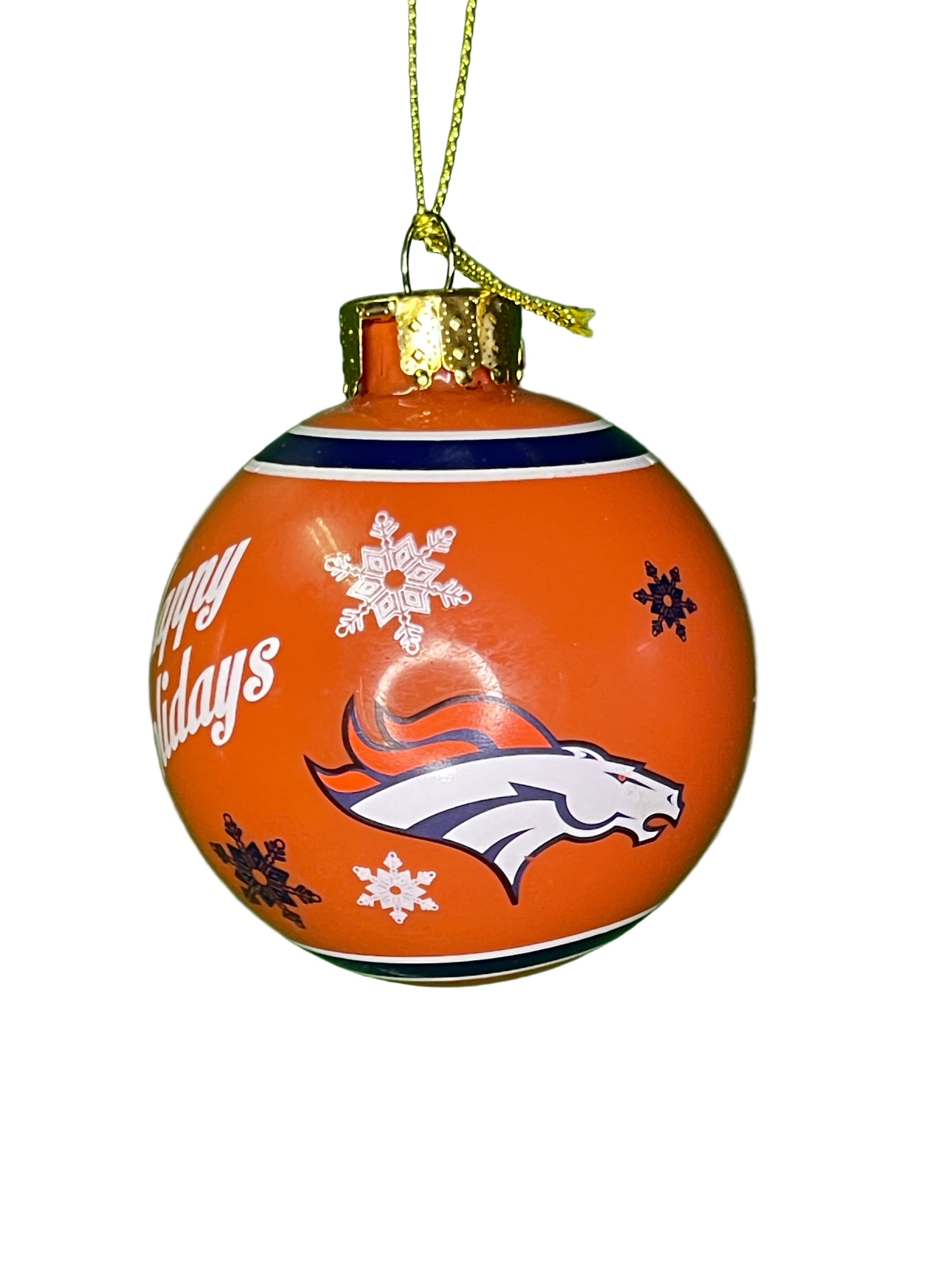 NFL Denver Broncos FOCO Christmas Glass Ball Ornament Tree Decoration NWT