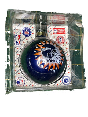 NFL Denver Broncos Vintage Christmas Glass Ball Ornament Tree Decoration NWT