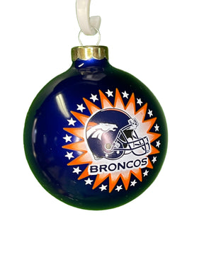 NFL Denver Broncos Vintage Christmas Glass Ball Ornament Tree Decoration NWT