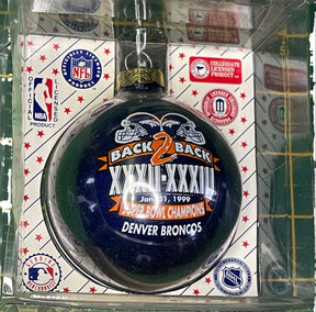 NFL Denver Broncos Vintage Christmas Glass Ornament Super Bowl XXXII XXXIII NWT
