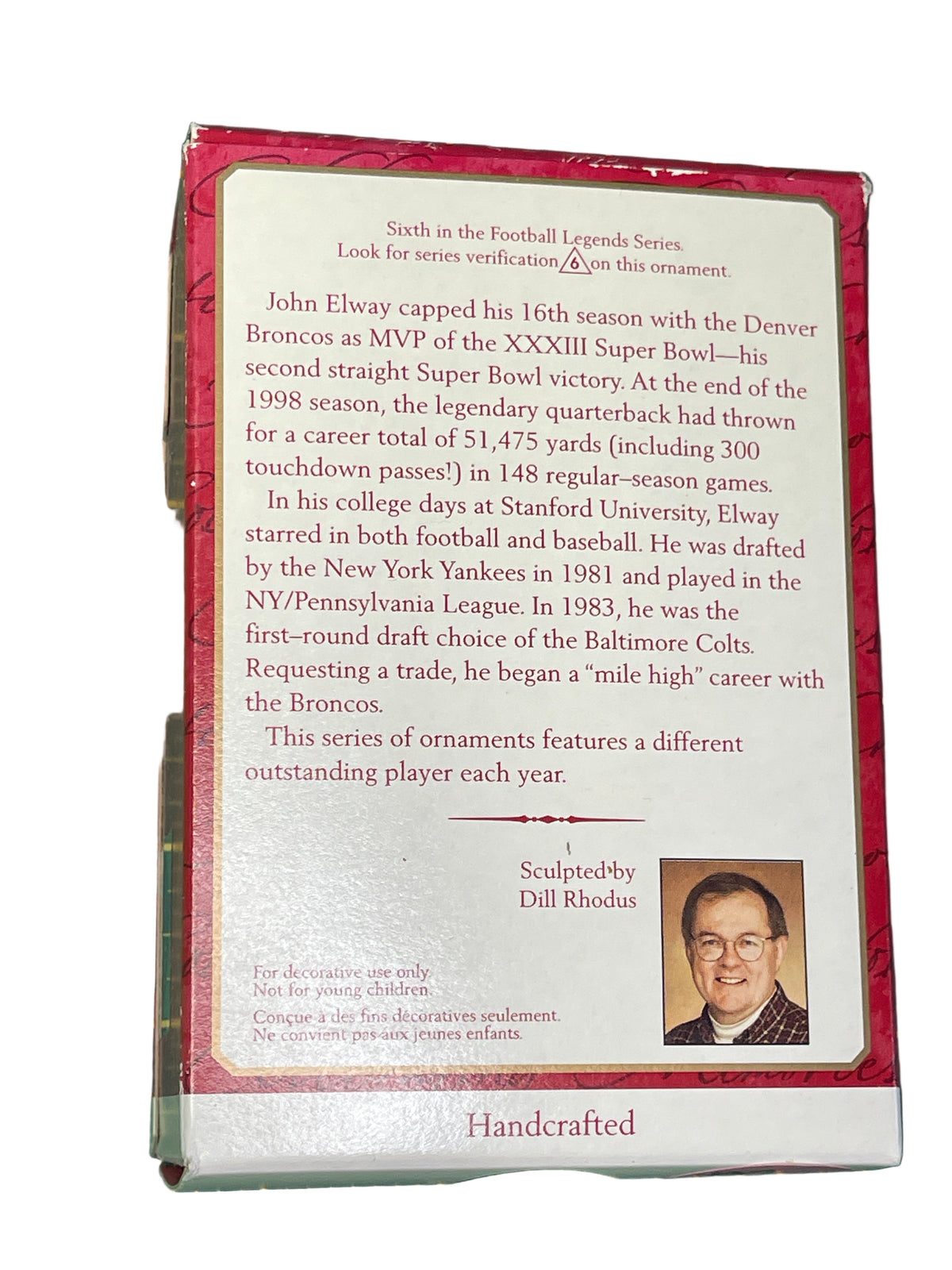 NFL Denver Broncos Hallmark Keepsake Christmas Collectable Ornament Elway #7 NWT