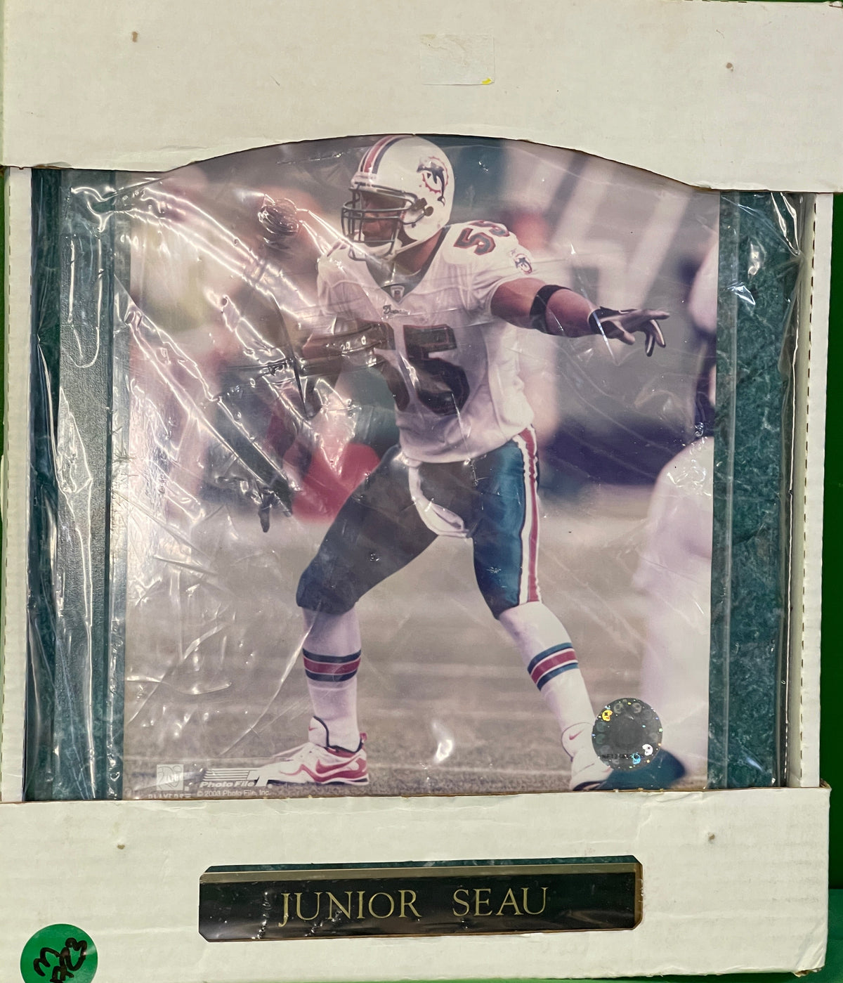 NFL Miami Dolphins Junior Seau #55 Green Marble Plaque in Box NWT